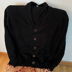 Cardigan Cable Knit Sweater, long sleeve, shawl collar, button up (men's)
